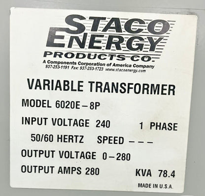 Staco Energy Products – Model 6020E‑8P Variable Transformer