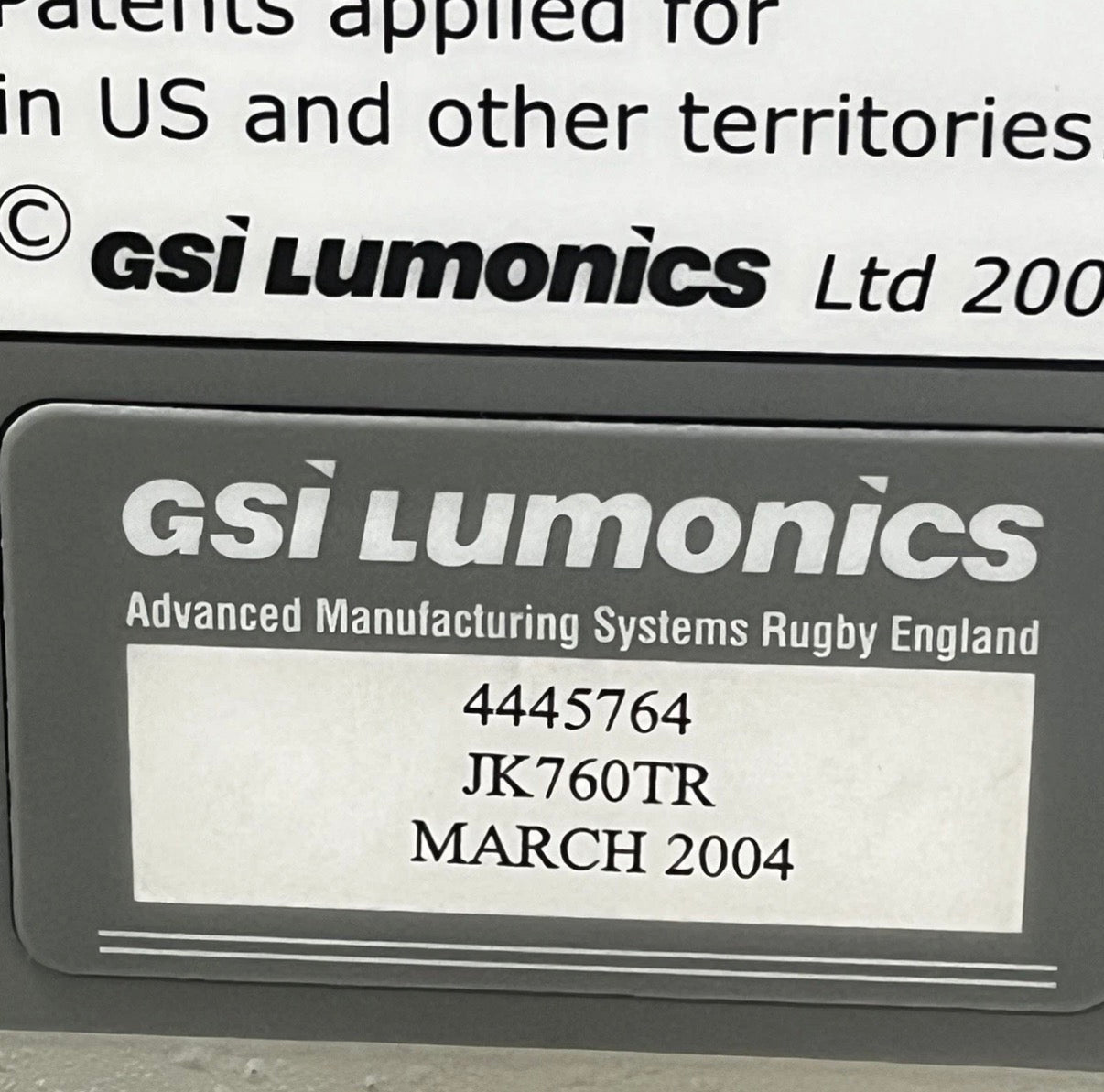 GSI Lumonics JK 700TR Series Laser and Power Supply