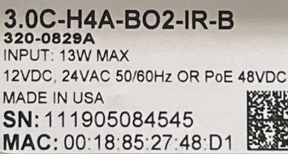 Avigilon Camera 3.0C-H4A-BO2-IR-B P/N 320-0829A